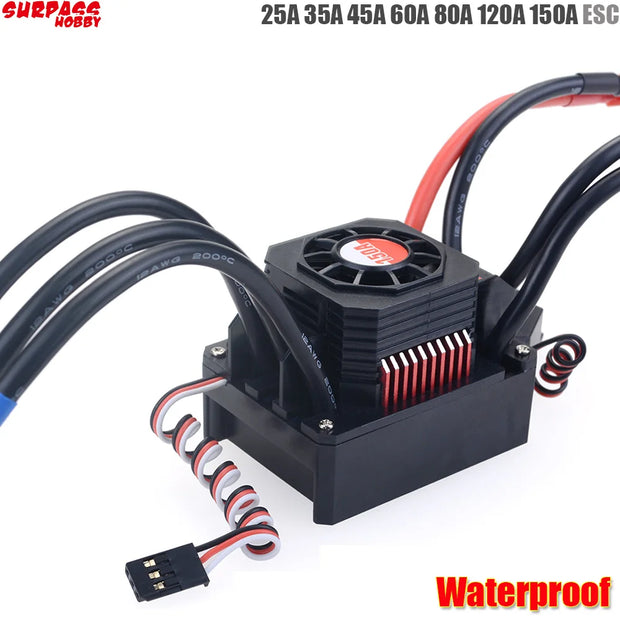 Waterproof 25A 35A 45A 60A 80A 120A 150A ESC Brushless Senseless Speed Controller T / XT60 plugfor 1/8 1/10 1/12 1/20 RC Car