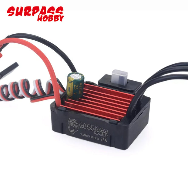 Surpass Hobby Waterproof 2435 4500KV/4800KV/3300KV/6100KV Brushless Motor 25A 2S ESC S0017M 17g Servo For 1:16 1:18 2S RC Car