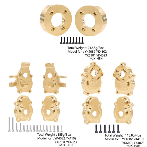 Metal Brass Front Steering Group Rear Axle Mount for 1/10 YK4102 YK4103 1/8 YK4082 YiKong MJX H8H RC Crawle Upgrade Accessories