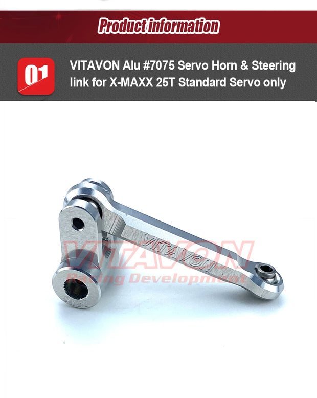 VITAVON CNC Alu 7075 V2 Servo Horn & Steering Link For X-MAXX XRT 25T Standard Servo Only