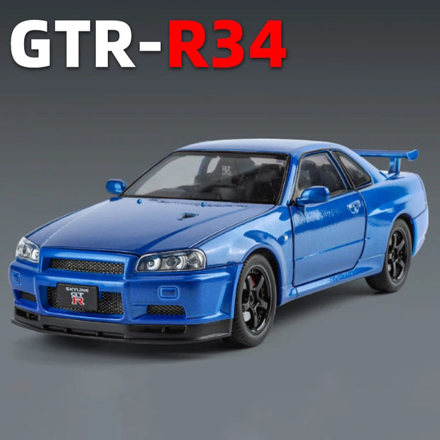 1:24 Nissan GTR R34 Diecast Model Car with Sound & Light