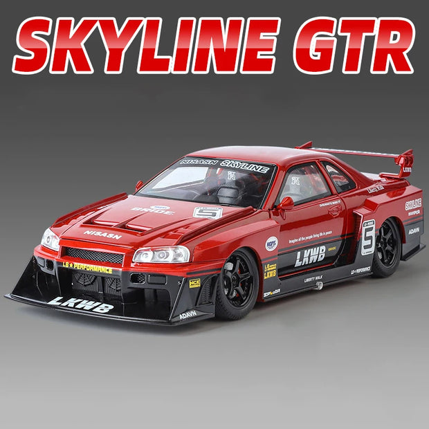 1:24 Nissan GTR R34 Diecast Model Car with Sound & Light