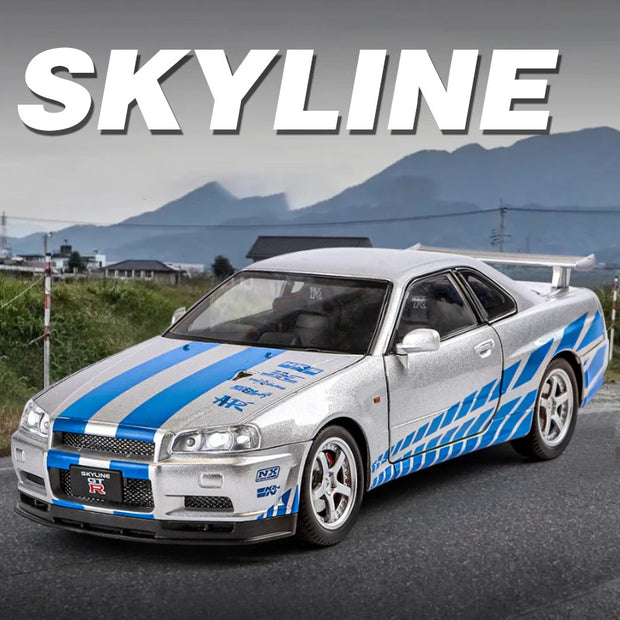 1:24 Nissan GTR R34 Diecast Model Car with Sound & Light
