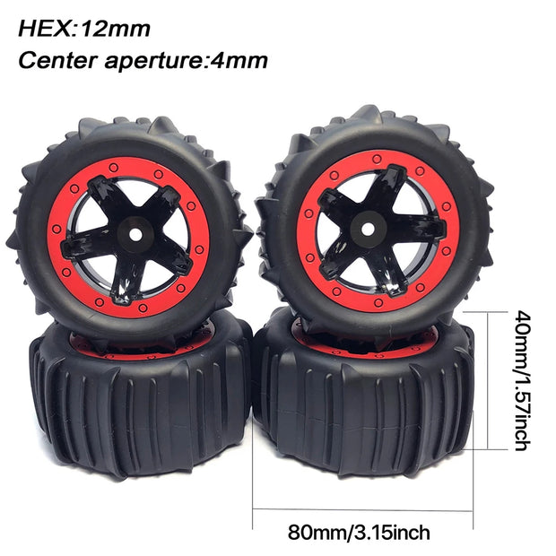 9IMOD 4pcs RC 1/16 1/14 Snow Sand Paddles Buggy Tires Hex 12mm Tyre Wheels for Wltoys 144001 124018 HBX MJX ZWN SMAX 1625 RH1635