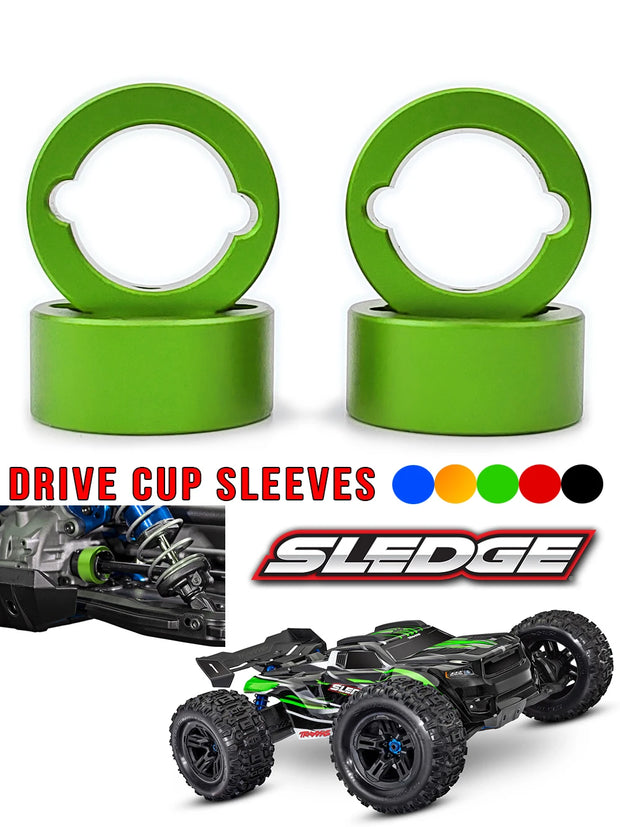4Pcs Output Drive Cup Sleeves Aluminum 7075-T6 For Traxxas 1/8 SLEDGE OFF-ROAD 95076-4 #9583 Rc Upgrade Parts