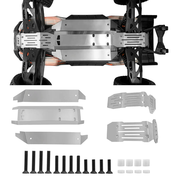 TRINOOD Stainless Steel Chassis Armor Skid Plate Guard Protect Set for 1/6 XRT 8S 4WD RC Truck Buggy Upgrade Parts