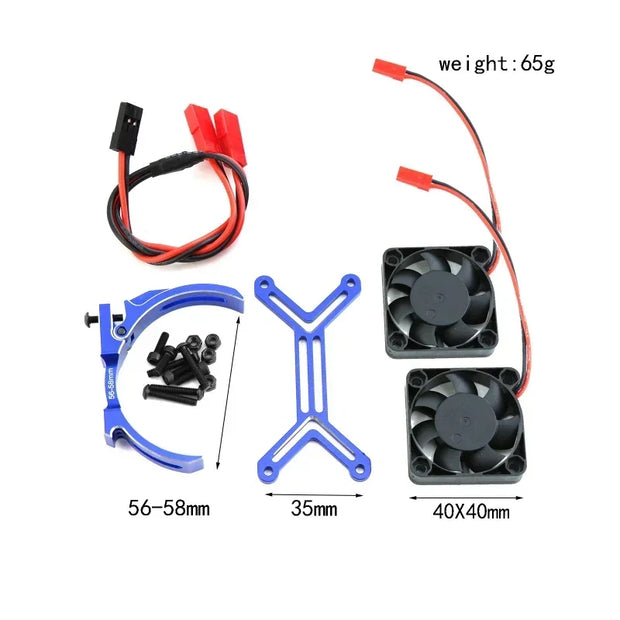 5687 56113 Motor Heat Sink Dual Cooling Fan Heatsink 56-58Mm for 1/5 TRAXXAS XMAXX XRT Arrma Kraton Upgrade PartsRC Car