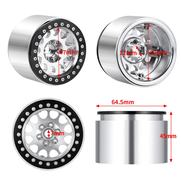 AXSPEED Aluminum Alloy 2.2 inch 45mm Widen Beadlock Wheel Rims Hubs for Axial RBX10 AXI03005 Wraith 90048 RR10 1/10 RC Car Parts