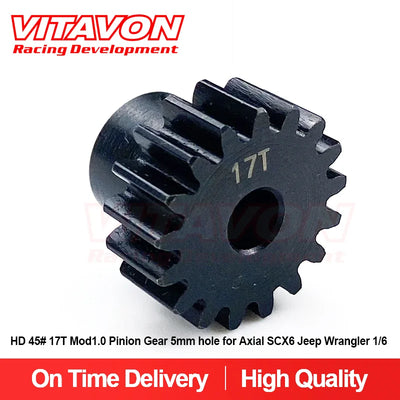 VITAVON Pinion Gear Mod 1.0 Bore 5mm 17 T 45# For Axial SCX6 Arrma 6S Sledge