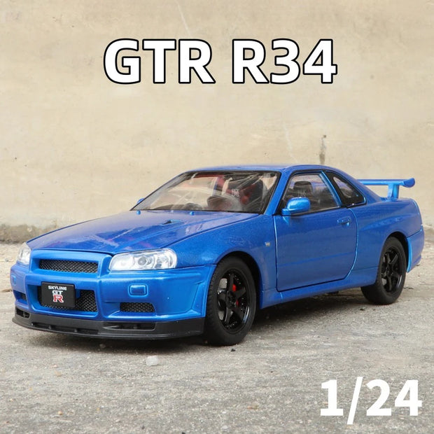 1:24 Nissan GTR R34 Diecast Model Car with Sound & Light