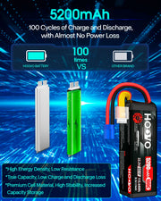 HOOVO 2Pcs 6S Lipo Battery 22.2V 100C 5200mAh with EC5 Connector for RC Car Truck Truggy Buggy Tank RC Airplane Helicopter Boat