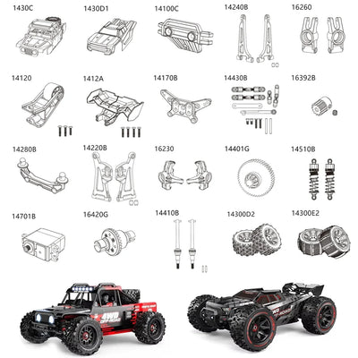 MJX Hyper Go 14209 14210 Modified Accessories Differential Shock Absorber Tire Bumper Gear Arm Shell 1/14 RC Car Spare Parts