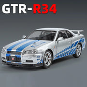 1:24 Nissan GTR R34 Diecast Model Car with Sound & Light