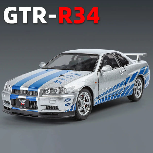 1:24 Nissan GTR R34 Diecast Model Car with Sound & Light