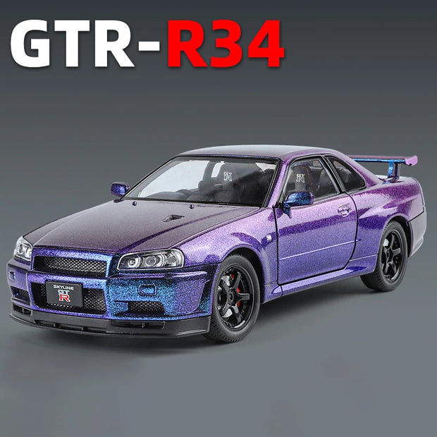 1:24 Nissan GTR R34 Diecast Model Car with Sound & Light