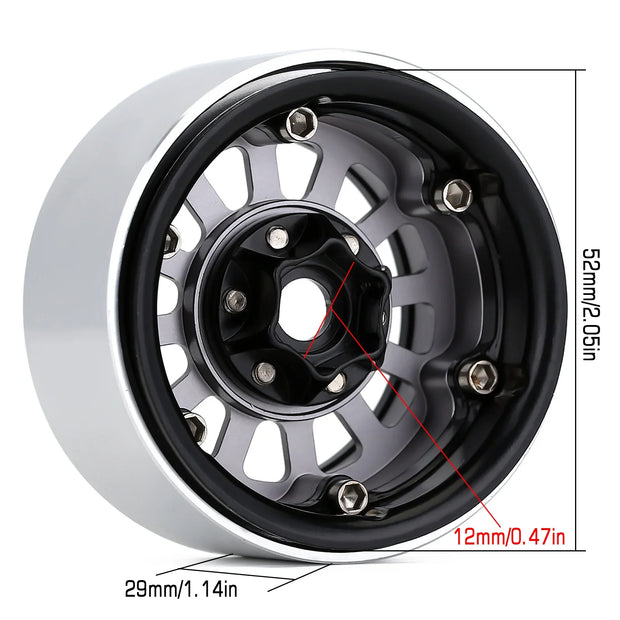 INJORA Aluminum 1.9" Beadlock Wheel Rim for 1/10 RC Crawler Car TRX-4 Axial SCX10 90046 AXI03007 Upgrade Parts