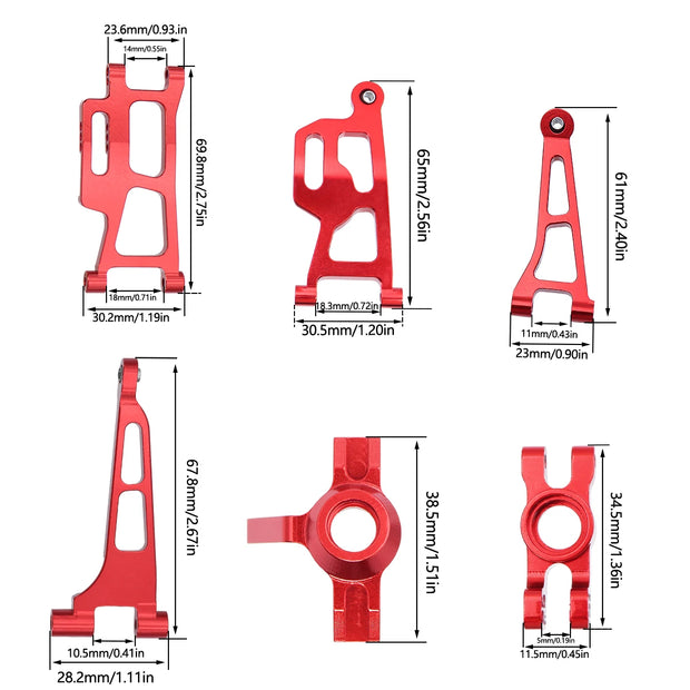 Mjx 14210 14209 H14BM Metal Steering Cup Upper Lower Swing Arm Set Shock Tower Bracket Body Post Hyper Go RC Car Upgrade Parts