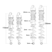 4pcs 110mm 135mm Metal Oil Shock Absorber Damper For ARRMA 6S 1/7 Fireteam 1/8 Kraton Notorious Outcast RC Car Upgrade Parts