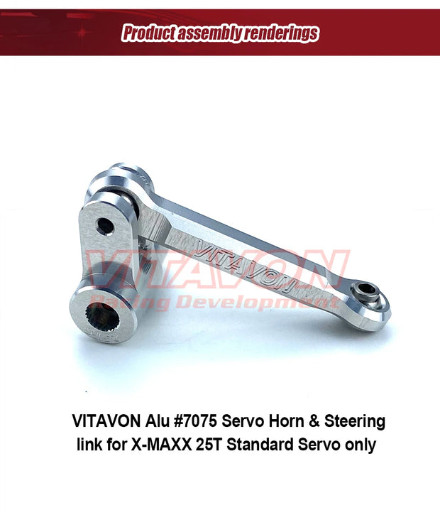 VITAVON CNC Alu 7075 V2 Servo Horn & Steering Link For X-MAXX XRT 25T Standard Servo Only