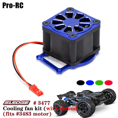 1Pcs Aluminium 3476 Cooling Fan Kit Fits 3483 Motor with Shroud For 1/8 TRAXXAS 4WD SLEDGE 95076-4 Off-Load Rc Truck Car