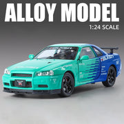 1:24 Nissan GTR R34 Diecast Model Car with Sound & Light