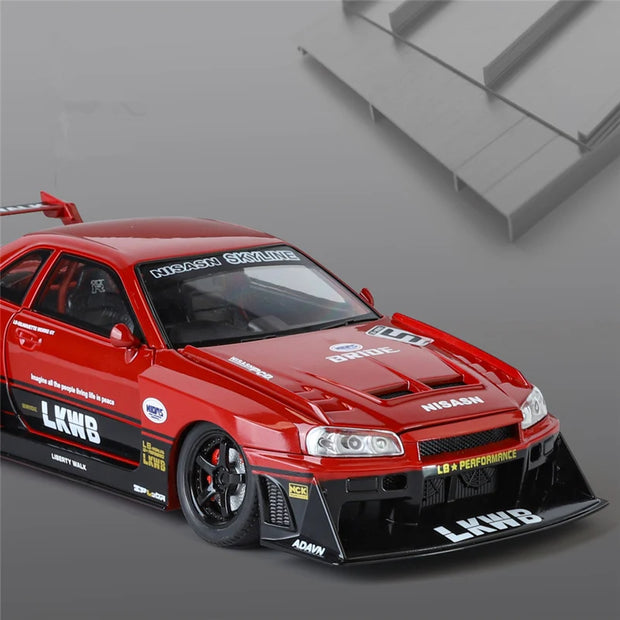 1:24 Nissan Skyline GTR R34 Wide-Body Diecast Model with Sound & Light