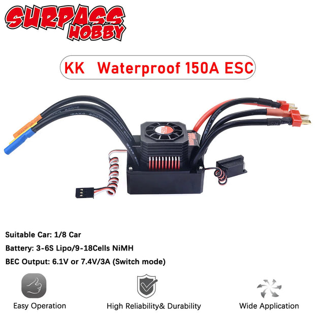 SURPASS HOBBY KK Brushless ESC 25A 35A 45A 60A 80A 120A 150A Waterproof T/XT60  for 1/8 1/10 1/12 1/16 1/20 RC Car Crawler Motor