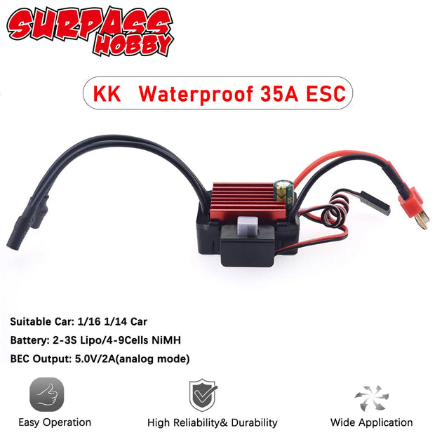SURPASS HOBBY KK Brushless ESC 25A 35A 45A 60A 80A 120A 150A Waterproof T/XT60  for 1/8 1/10 1/12 1/16 1/20 RC Car Crawler Motor