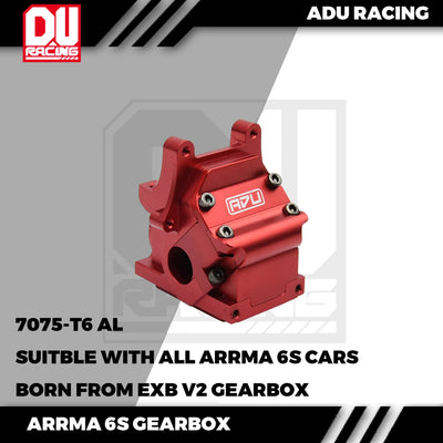 ADU Racing GEARBOX CASE SET CNC 7075 T6 ALUMINUM FOR ARRMA 1/8 AND 1/7 6S ARA311186 V6