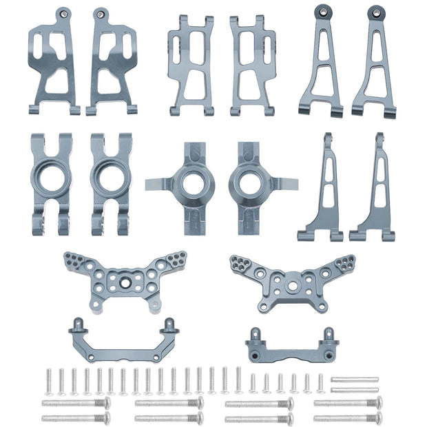 Mjx 14210 14209 H14BM Metal Steering Cup Upper Lower Swing Arm Set Shock Tower Bracket Body Post Hyper Go RC Car Upgrade Parts