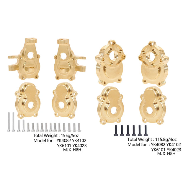 Metal Brass Front Steering Group Rear Axle Mount for 1/10 YK4102 YK4103 1/8 YK4082 YiKong MJX H8H RC Crawle Upgrade Accessories