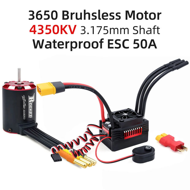 Rocket V2 Supersonic Brushless Motor w/Temp Sensor 3650 3660 3665 w/50A 60A 90A ESC for 1/8 1/10 Tamiya Traxxas RC Racing Car