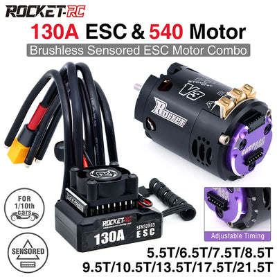 Rocket-RC Brushless Sensored Kit 540 Motor and 120A ESC Combo BEC 6V/5A for 1/10 RC RV Car