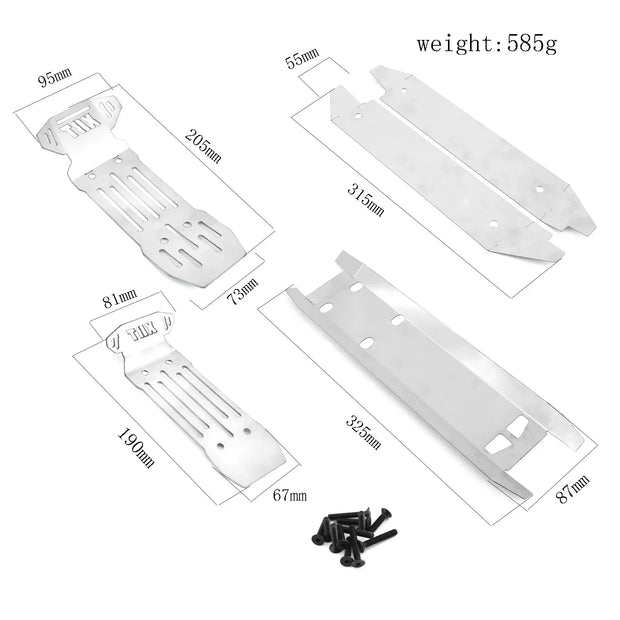 5pcs Stainless Steel Front and Rear Chassis Armor Skid Plate Protector for 1/6 Traxxas XRT RC Truck Car Upgrade Parts