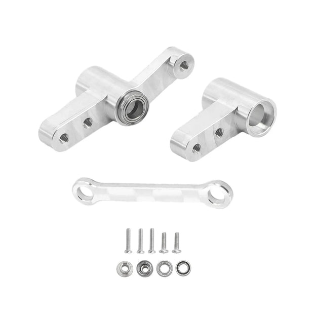 CNC Aluminum Modification Steering Group Assembly With Bearings For 1/14 MJX 14209 14210 RC Car Metal Upgrade Parts