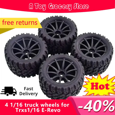 4 Pcs 1/16 Truck Tire For Trxs1/16 E-Revo Rubber Tire Diameter 80Mm Coupler 12Mm