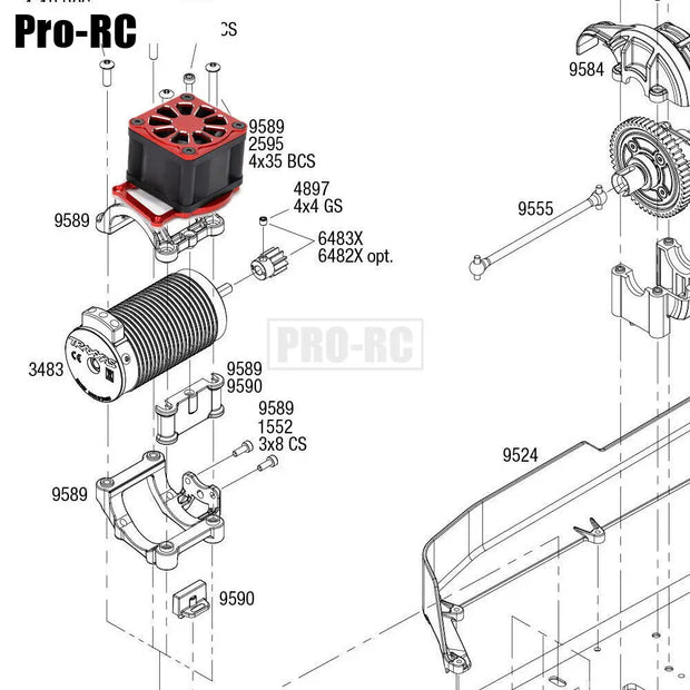1Pcs Aluminium 3476 Cooling Fan Kit Fits 3483 Motor with Shroud For 1/8 TRAXXAS 4WD SLEDGE 95076-4 Off-Load Rc Truck Car