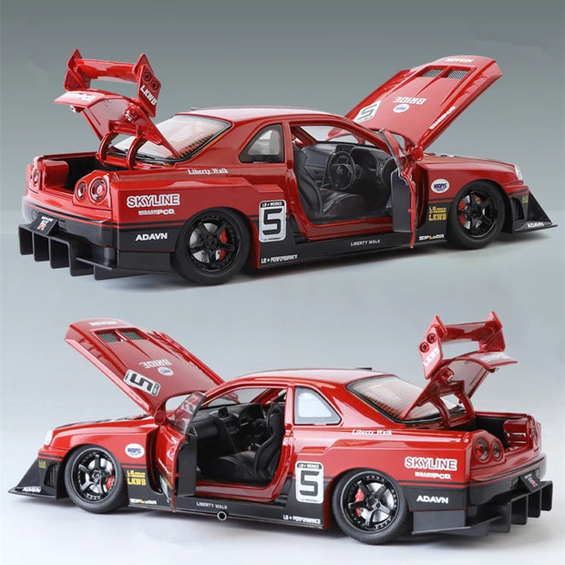 1:24 Nissan Skyline GTR R34 Wide-Body Diecast Model with Sound & Light