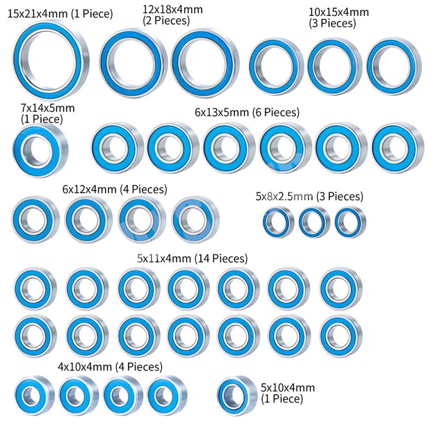 AXSPEED 39Pcs Wheel Hub Axle Blue Sealed Bearing Kit for TRX-4 TRX4 Bronco 1/10 RC Crawler Car Parts Accessories