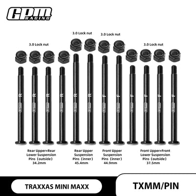 GPM 4140 Carbon Steel Front & Rear Suspension Pins For TRAXXAS Mini Maxx