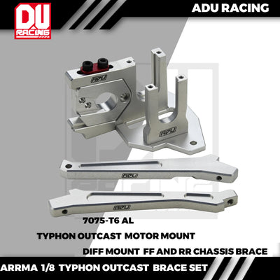 ADU RACING 7075-T6 AL 4mm band CENTER DIFF MOUNT MOTOR MOUNT AND CHASSIS BRACE FOR ARRMA 1/8 6S OUTCAST TYPHON RTR EXB TLR