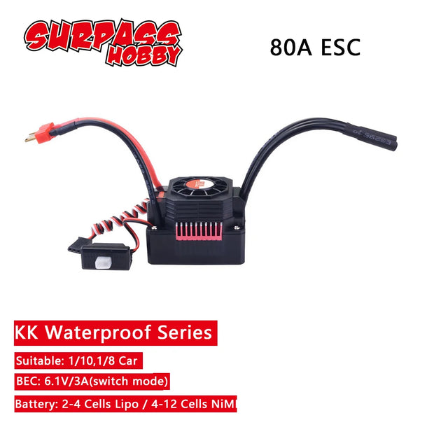 SURPASS HOBBY KK 25A 35A 45A 60A 80A 120A 150A 2-6S Brushless ESC T/XT60 Plug for 1/8 1/10 1/12 1/14 1/16 RC Brushless Motor