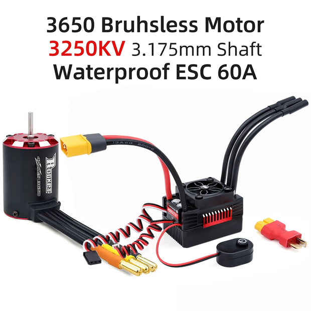 Rocket V2 Supersonic Brushless Motor w/Temp Sensor 3650 3660 3665 w/50A 60A 90A ESC for 1/8 1/10 Tamiya Traxxas RC Racing Car